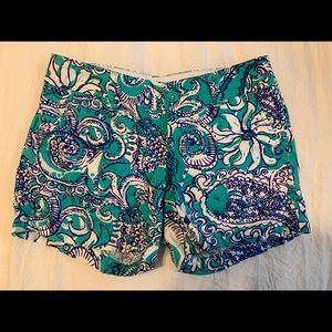 Lilly Pulitzer Navy and Turquoise Patterned Shorts